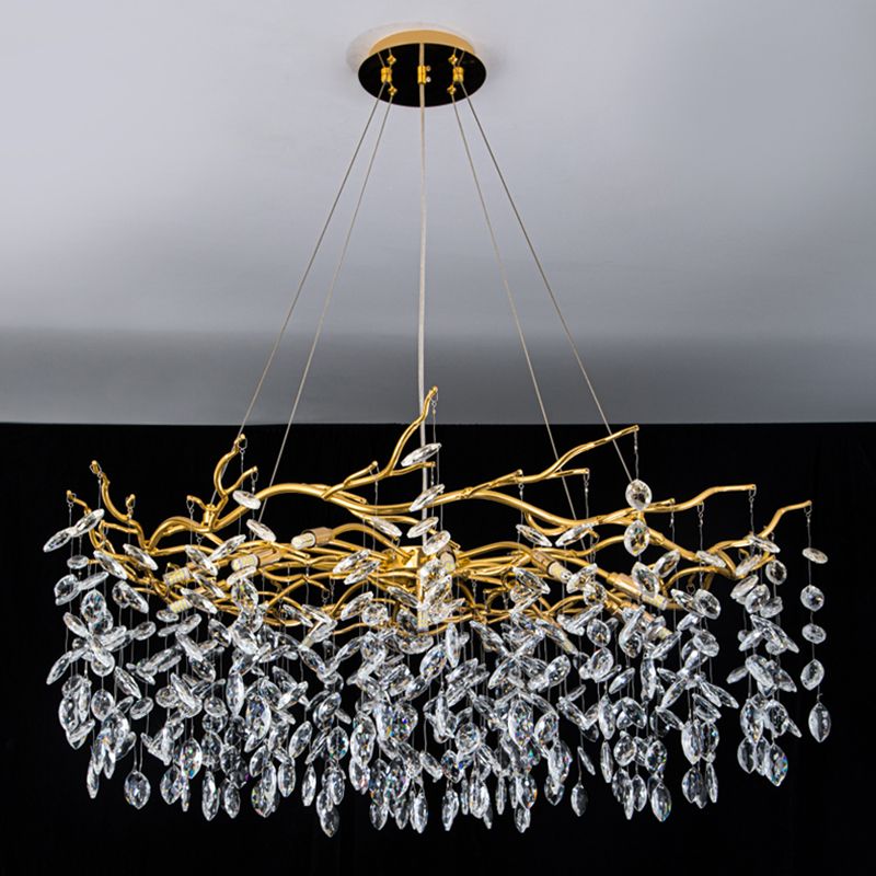 Kristy Lustre Branche Moderne Cristal/Métal Doré Salon - Neutralighting