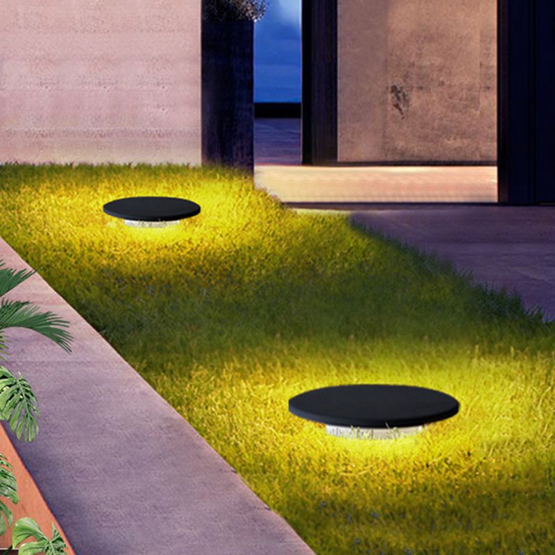 Ray Lampe Extérieure au Sol Rond Simple, Métal, Noir, Cour - Neutralighting