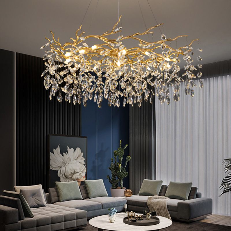 Kristy Lustre Branche Moderne Cristal/Métal Doré Salon - Neutralighting