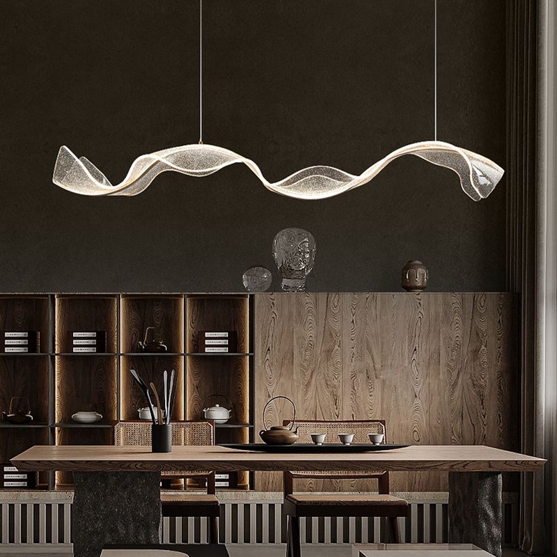 Yela Luminaires Suspensions Vague Moderne Métal/Acrylique Blanc/Doré Salon - Neutralighting