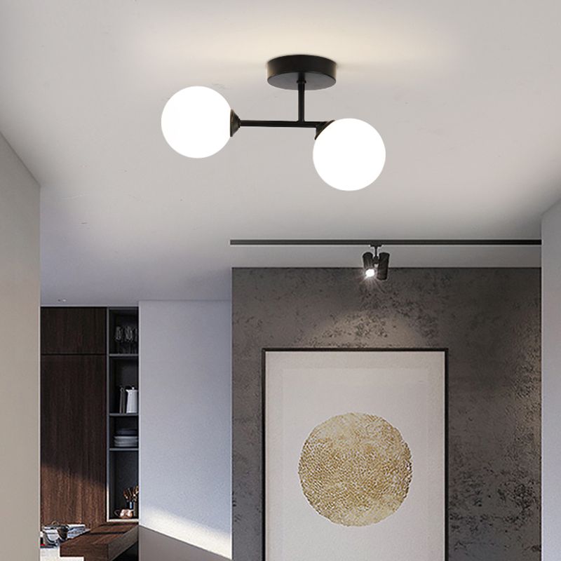 Valentina Plafonnier Rond Moderne, Métal/Verre, Noir/Doré, Salon - Neutralighting