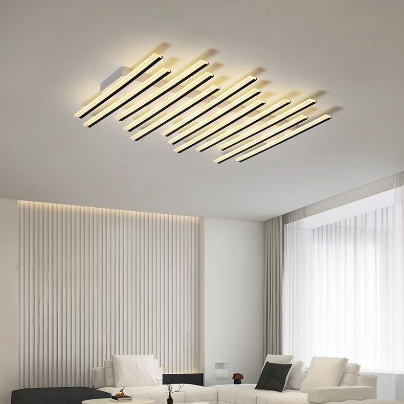 Arisha Plafonnier Multi/Linéaire Moderne, Métal/Acrylique, Noir, Salon - Neutralighting