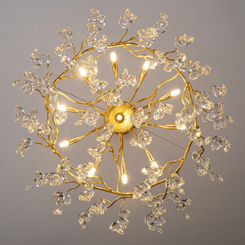 Kristy Lustre Branche Moderne Cristal/Métal Doré Salon - Neutralighting
