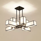 Arisha Lustre Carré Contemporain, Metal/Tissu, Noir/Or, Chambre - Neutralighting