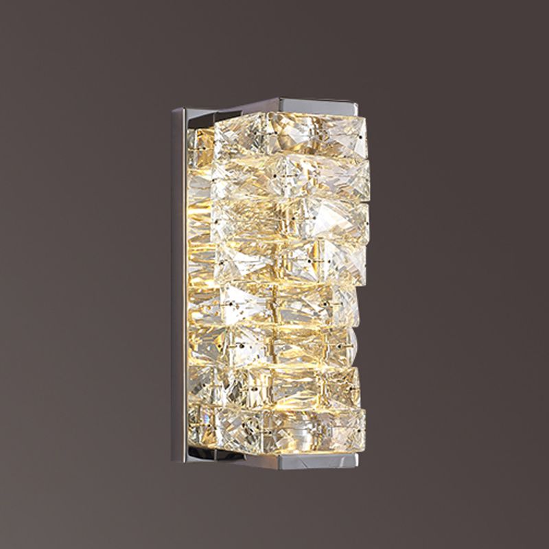 Kristy Applique Murale Rectangulaire Luxe, Métal/Cristal, Or/Chormé, Salon - Neutralighting