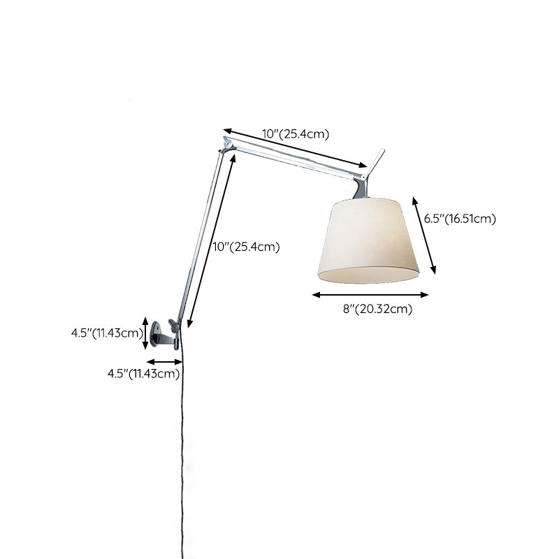 Epoch Applique Murale Orientable Minimaliste, Métal/Fabrique, Argent - Neutralighting