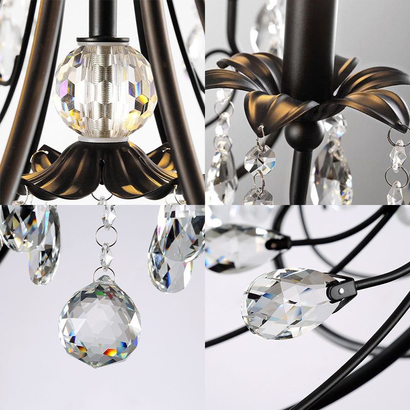 Silva LED Suspension Noir Métal Cristal Salle à manger Salon - Neutralighting