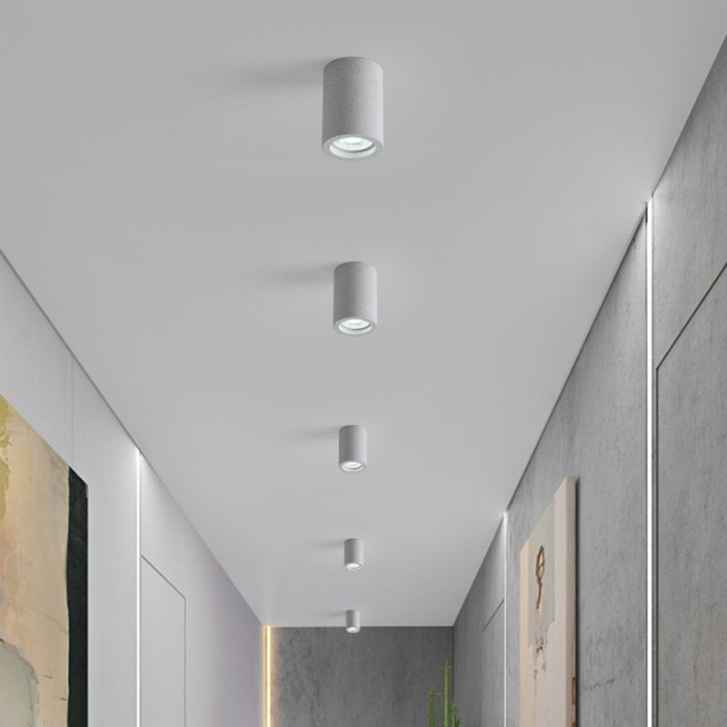 Arisha Plafonnier Cylindre Moderne, Ciment, Blanc/Gris Foncé/Gris Clair, Salon - Neutralighting