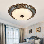 Tiffany Plafonnier Dôme Vintage, Résine/Métal, Laiton, Salon - Neutralighting