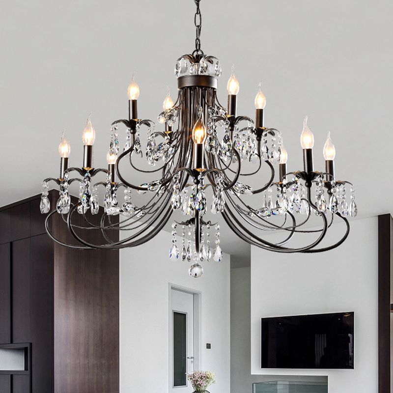 Silva LED Suspension Noir Métal Cristal Salle à manger Salon - Neutralighting