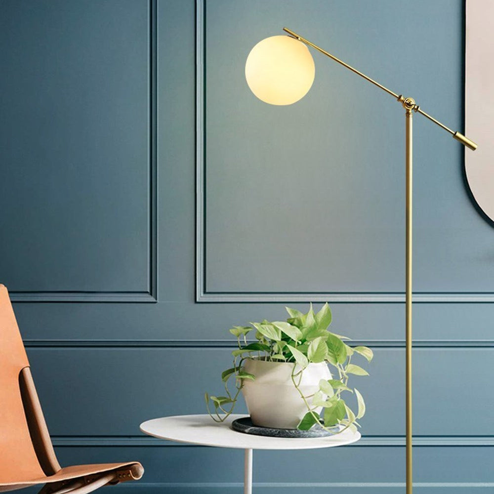 Valentina Lampadaire Boule Moderne, Verre/Métal, Doré, Salon - Neutralighting