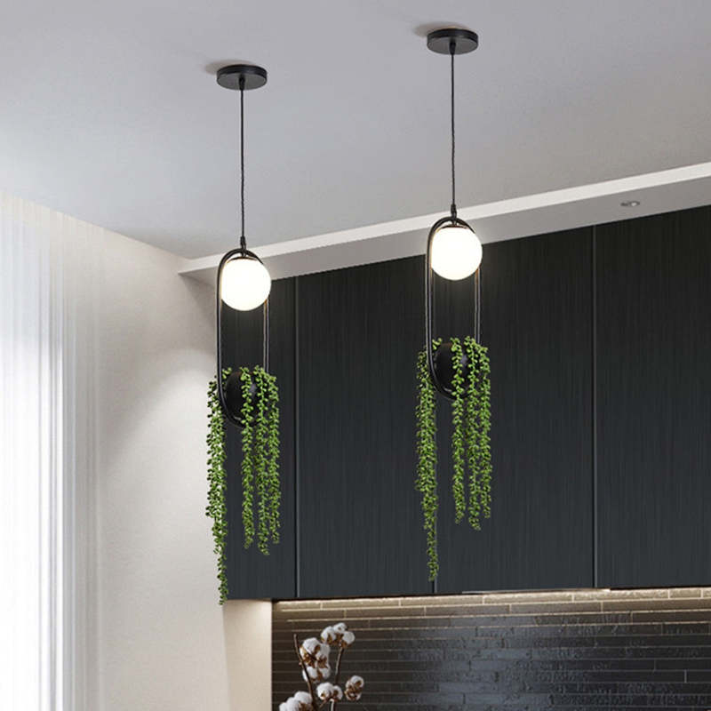Ritta Suspension Globe Simple, Métal/Acrylique, Noir/Blanc, Chambre à Coucher/Cuisine - Neutralighting