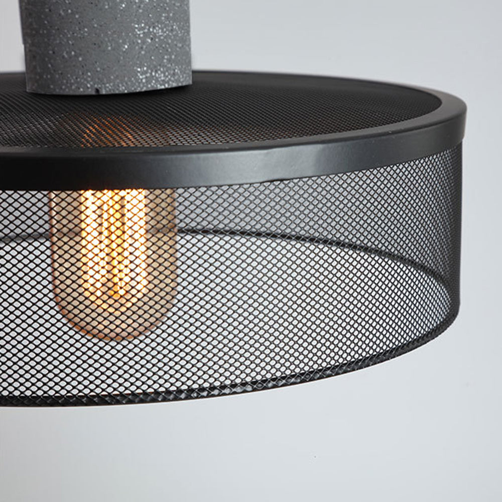 Arisha Suspension Cylindre Industriel, Métal/Ciment, Noir/Gris, Bar - Neutralighting
