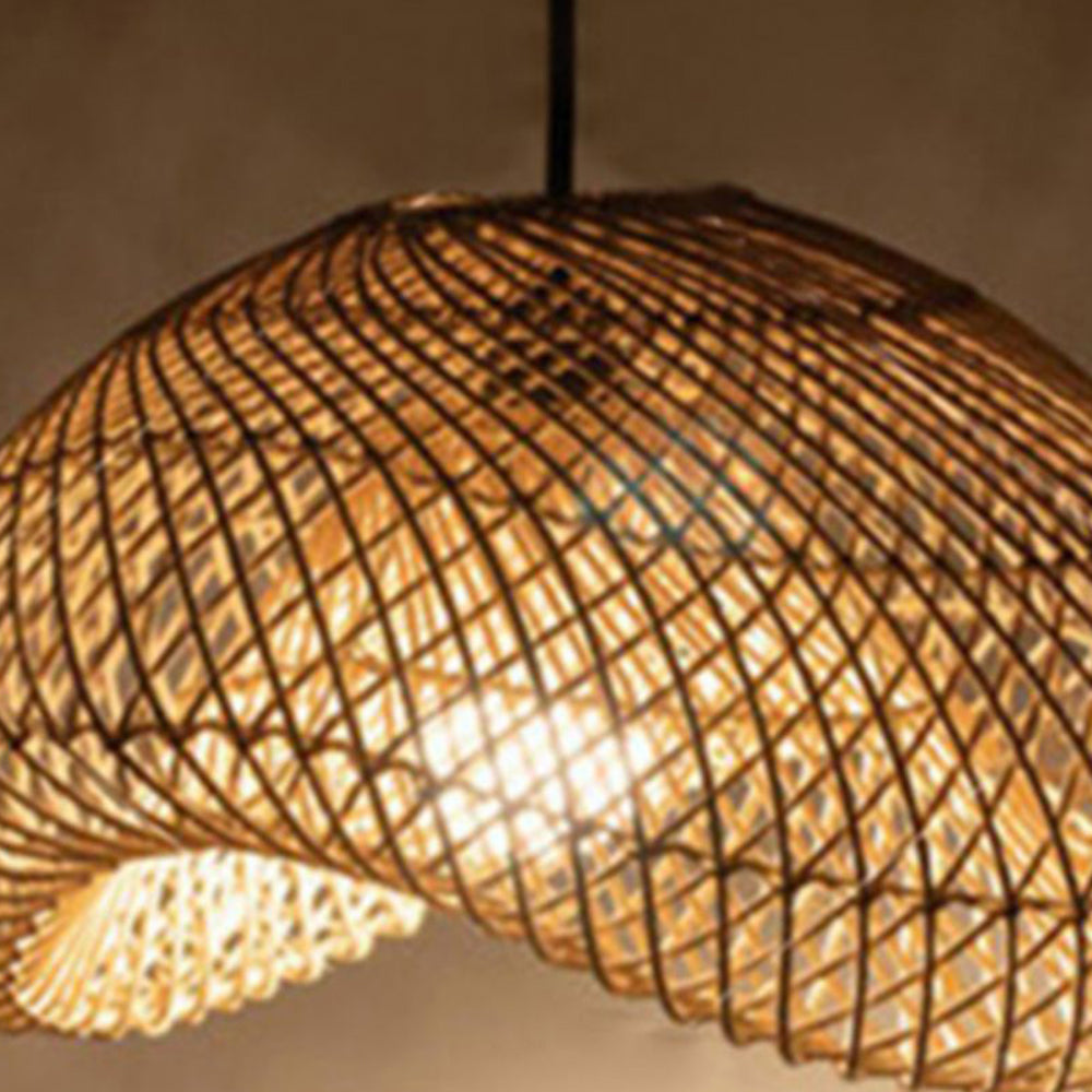 Ritta Suspension Dôme Rustique, Métal/Rotin, Marron, Salon/Café - Neutralighting