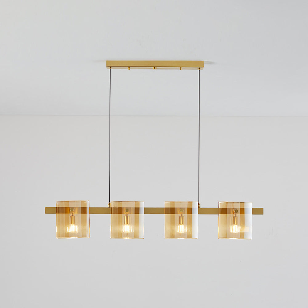 Arisha Suspension Cylindre Nordique, Cuivre/Verre, Noir/Or, Bar/Cuisine - Neutralighting
