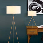 Mira Lampadaire/Lampe de Table Cylindre Moderne, Métal/Tissu, Blanc, Salon - Neutralighting