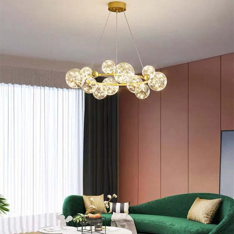 Valentina Suspension Boule Moderne, Métal/Verre, Doré/Noir, Salon - Neutralighting