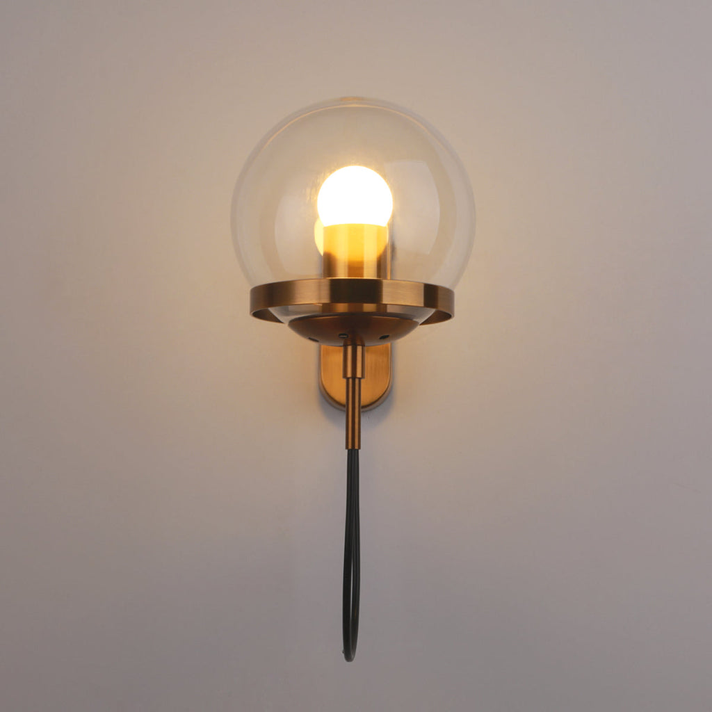 Silva Applique Murale à Ampoule LED Globe Rétro, Métal, Noir/Bronze, Salon - Neutralighting