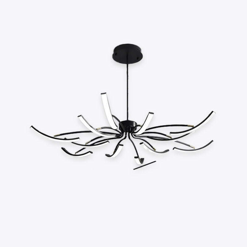 Kristy Moderne Lustre Linéaire Moderne, Métal/Gel de Silice, Noir/Blanc/Doré, Salon - Neutralighting