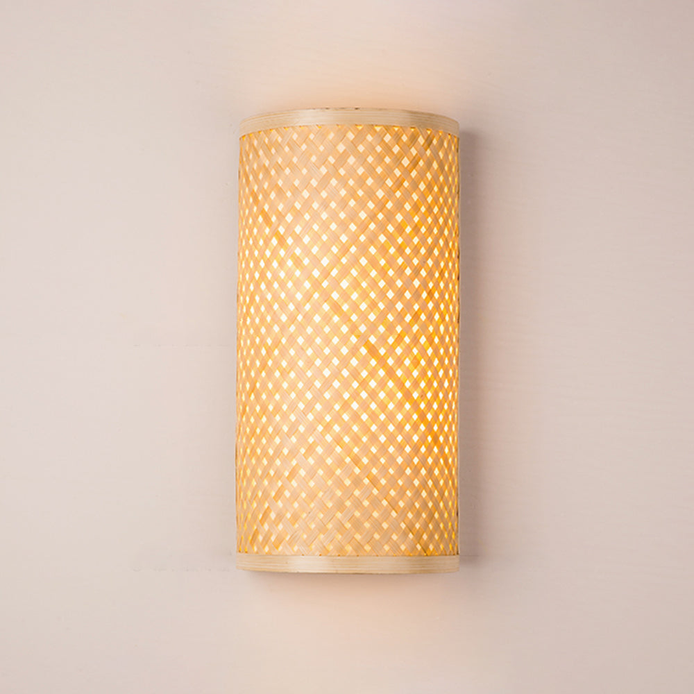 Muto LED Applique Murale Rotin Bambou Naturelle, Rotin/Acrylique, Chambre à Coucher - Neutralighting