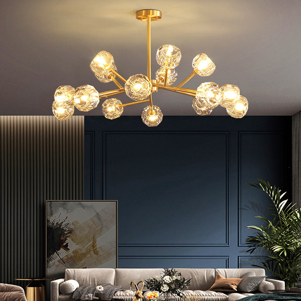 Valentina Luminaires Suspensions Multi Balle Moderne Cuivre/Cristal Noir/Doré Salon/Salle à Manger - Neutralighting