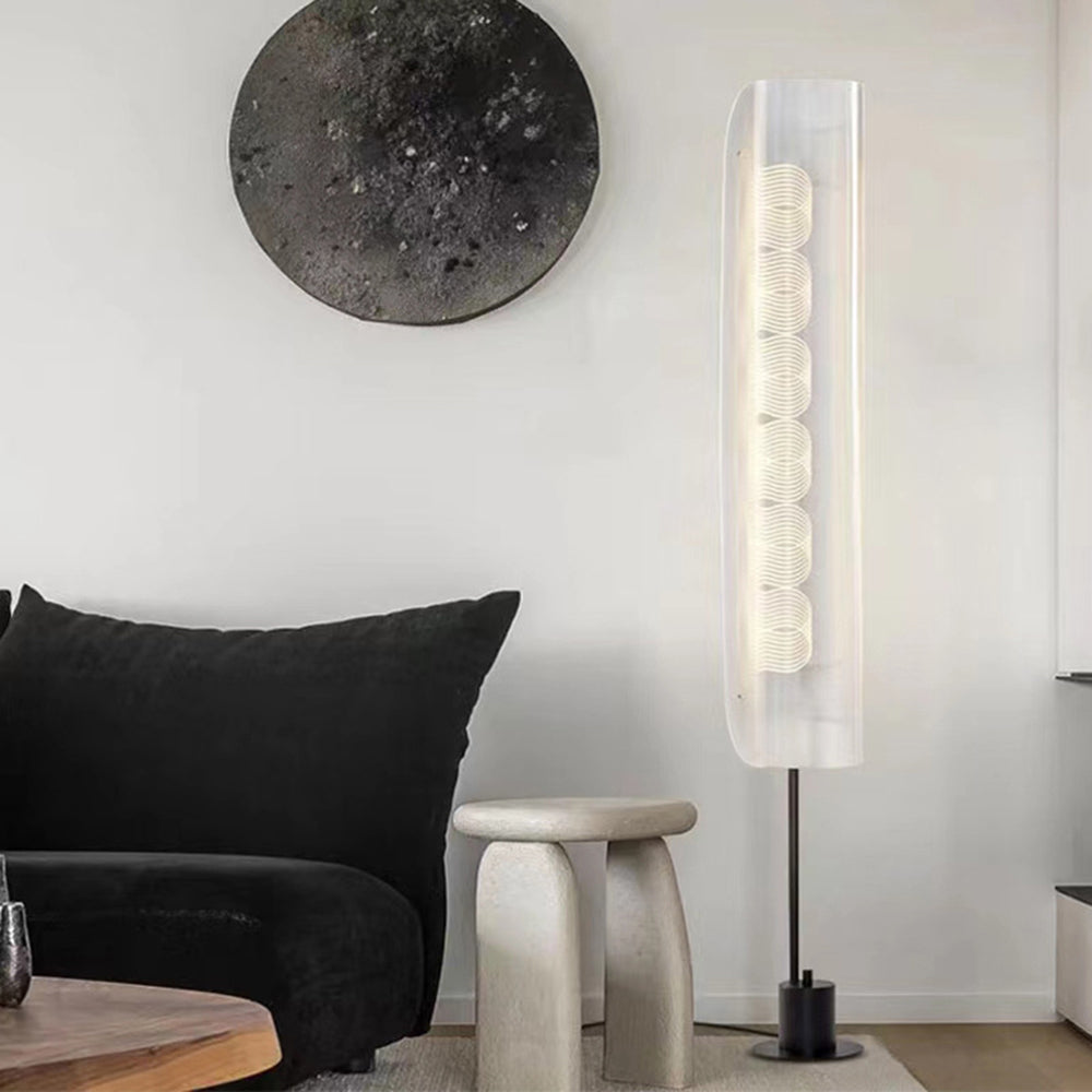 Mira Lampadaire Anneau Minimaliste, Métal/PMMA, Blanc, Salon - Neutralighting