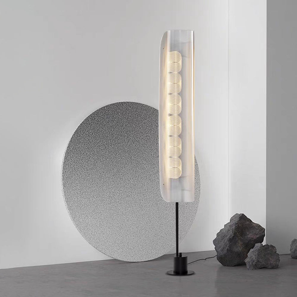 Mira Lampadaire Anneau Minimaliste, Métal/PMMA, Blanc, Salon - Neutralighting