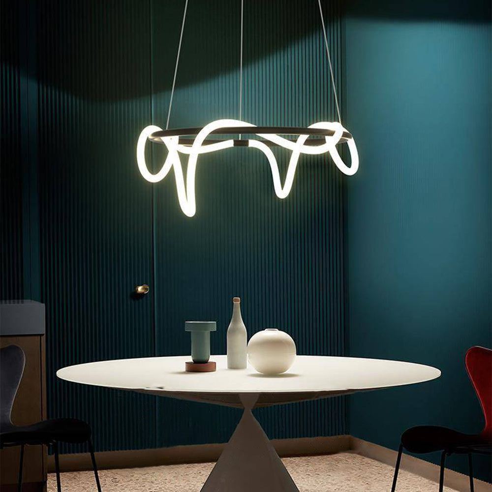 Xania Suspension Courbe/linéaire LED Postmoderne. Métal. Or/Noir. Salon - Neutralighting