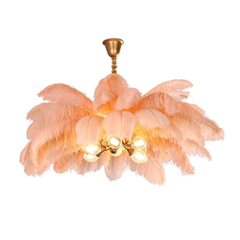 O'Moore Suspension Fleur Moderne, Cuivre/Plume, 8 Couleur, Salon - Neutralighting