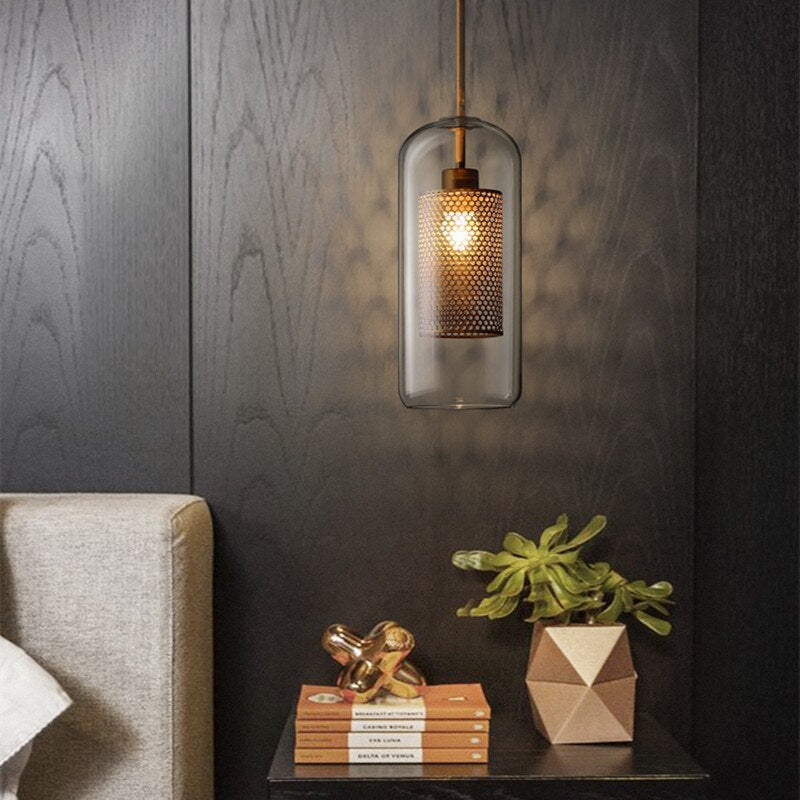 Hessa Suspension Globe/Cylindre Moderne. Métal/Verre. Doré/Argent. Salon - Neutralighting