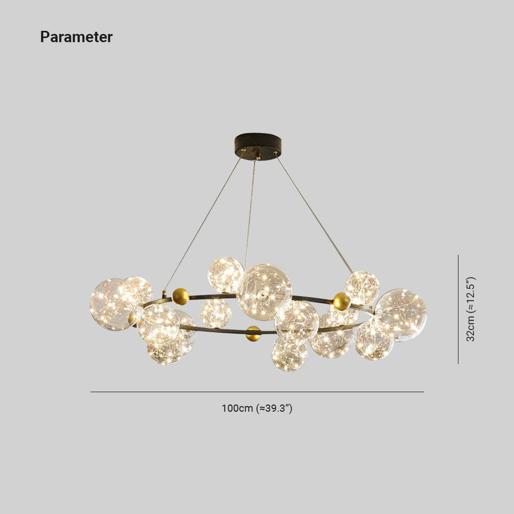 Valentina Suspension Boule Moderne, Métal/Verre, Doré/Noir, Salon - Neutralighting