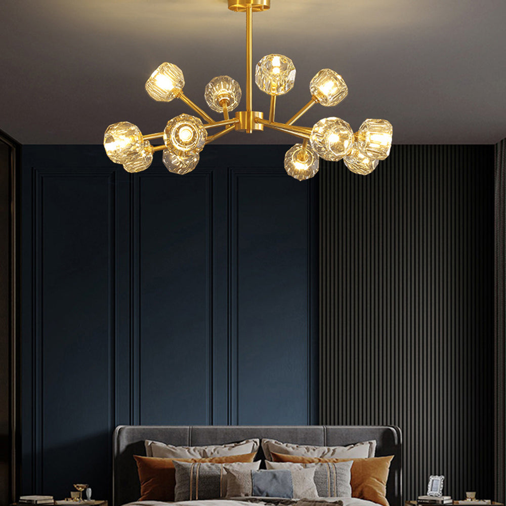 Valentina Luminaires Suspensions Multi Balle Moderne Cuivre/Cristal Noir/Doré Salon/Salle à Manger - Neutralighting