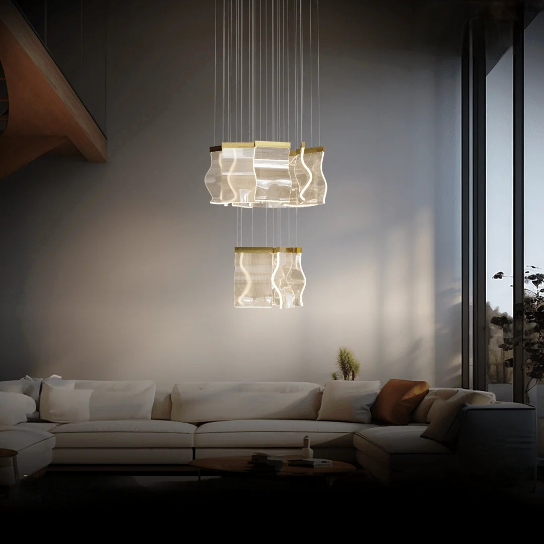 Kristy Moderne Or LED Lustre Métal Acrylique Chambre/Salon - Neutralighting
