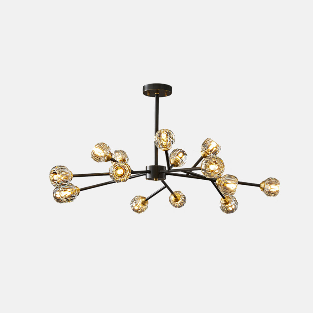 Valentina Luminaires Suspensions Multi Balle Moderne Cuivre/Cristal Noir/Doré Salon/Salle à Manger - Neutralighting