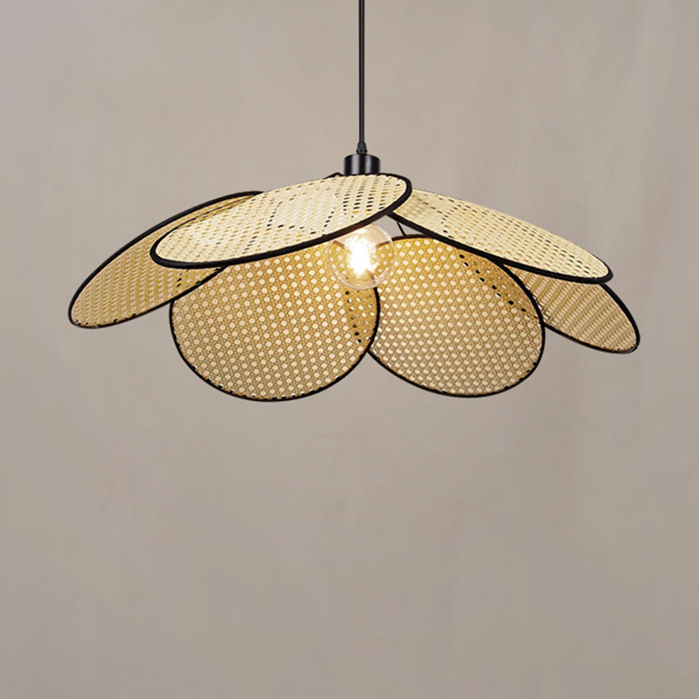 Ritta Suspension Fleur Moderne, Métal/Rotin, Noir/Blanc, Salon - Neutralighting