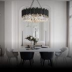 Kristy Suspension LED Industrielle Noir Cylindrique En Verre/Métal Salon - Neutralighting