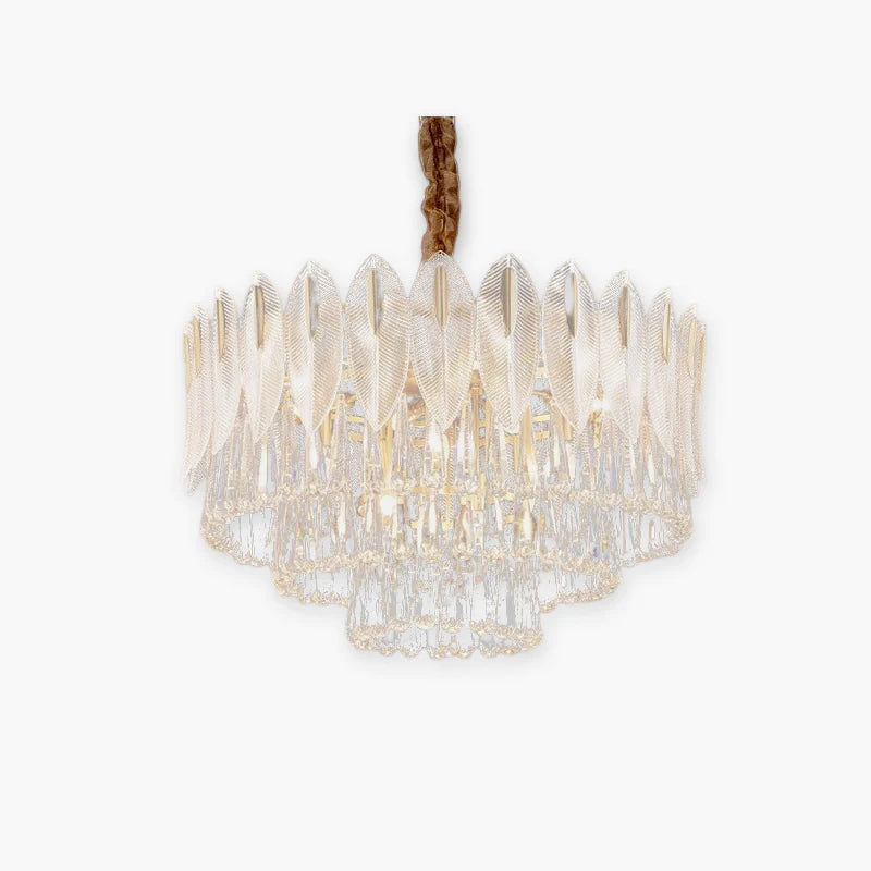 Kristy Lustre Plume Cristal, Métal/Cristal, Doré, Salon - Neutralighting