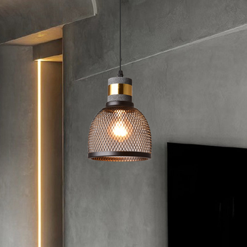 Arisha Suspension Cylindre Industriel, Métal/Ciment, Noir/Gris, Bar - Neutralighting