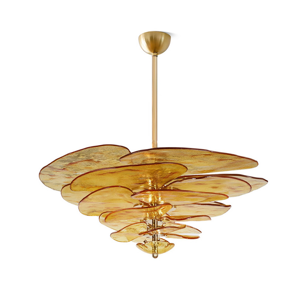 Aurora Chandelier Pétale en Verre Murano Doré Luxe - Neutralighting