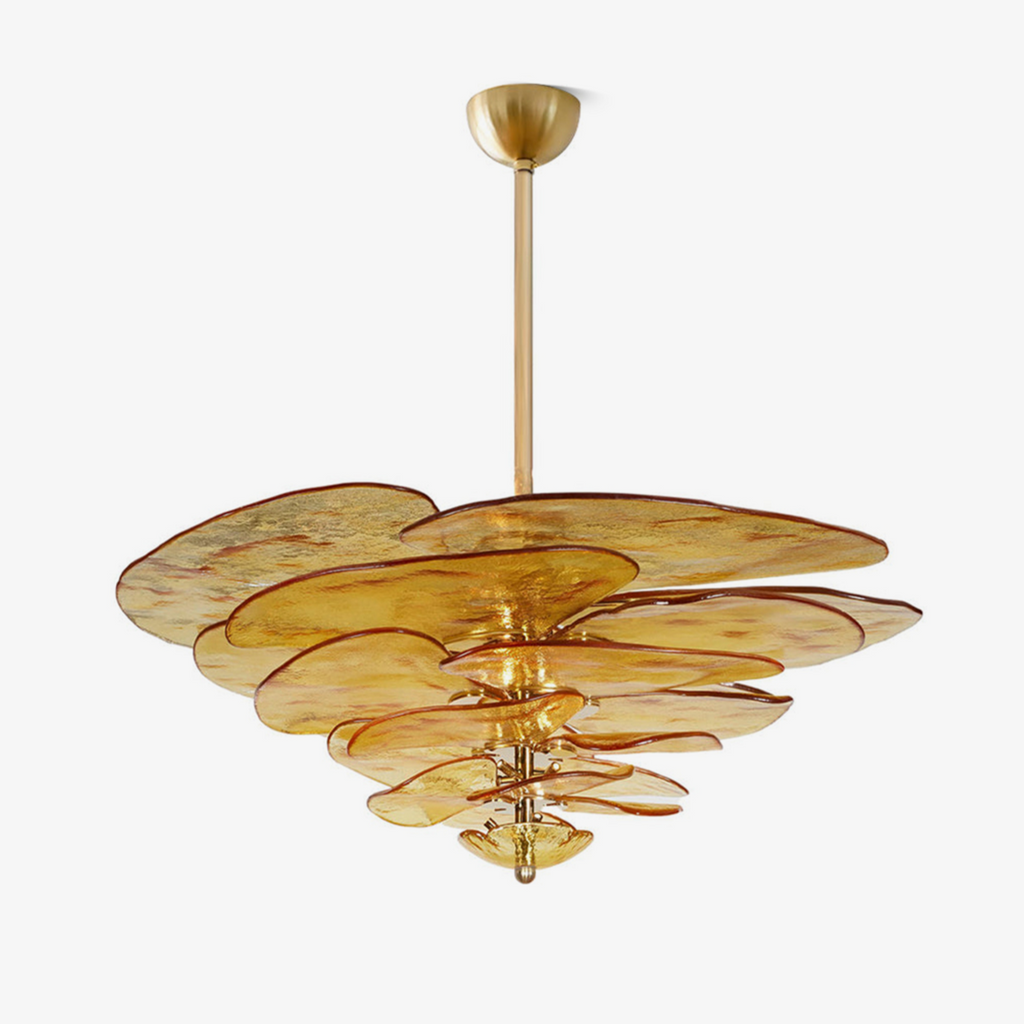 Aurora Chandelier Pétale en Verre Murano Doré Luxe - Neutralighting