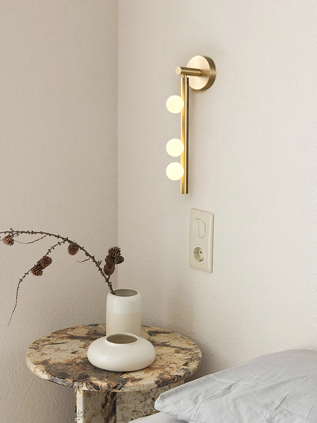 Pamela Tube Plug-in Brass Glass Wall Lamp - Neutralighting