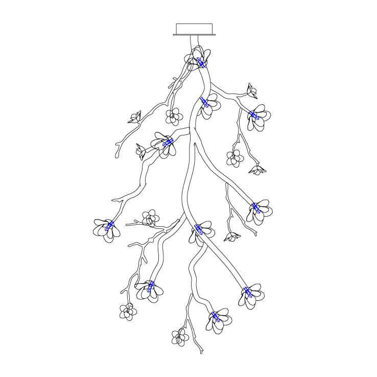 Lustra Lustre Noir Branche Fleur - Neutralighting