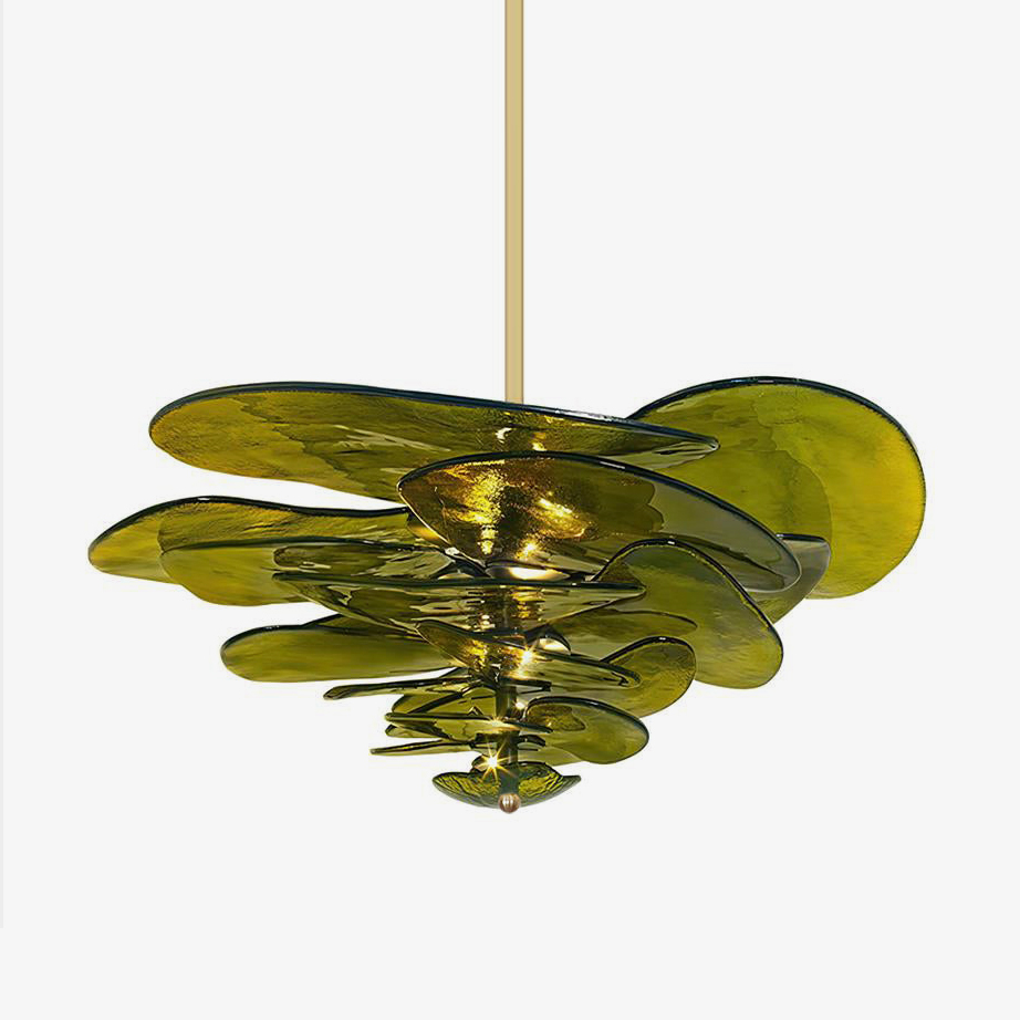 Aurora Chandelier Pétale en Verre Murano Doré Luxe - Neutralighting
