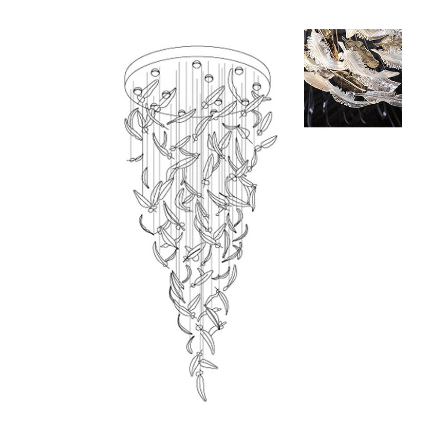 Aetherial Chandelier Feuille en Verre - Neutralighting