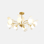 Lustra Chandelier Feuille de Ginkgo Laiton Verre - Neutralighting