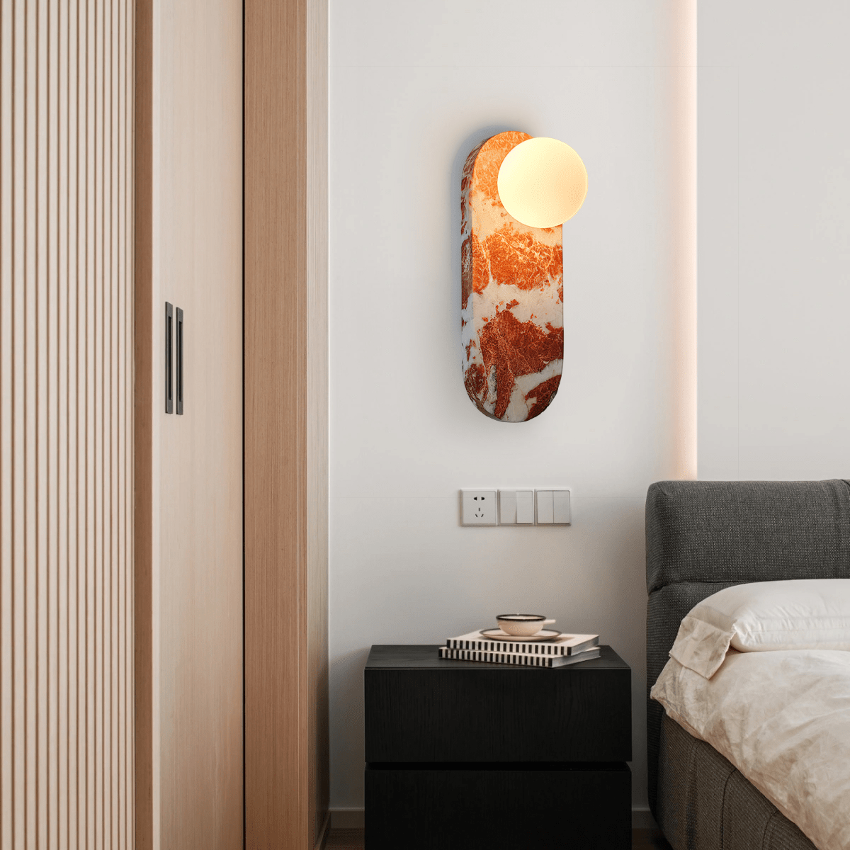 Sysolion Applique Murale en Verre et Marbre Moderne Minimaliste - Neutralighting