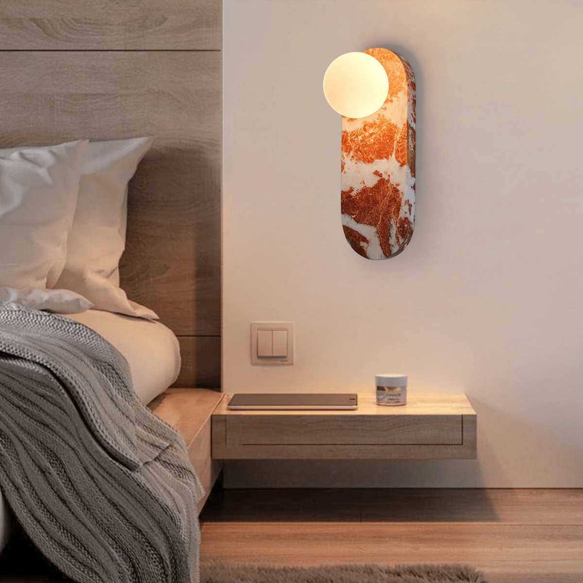 Sysolion Applique Murale en Verre et Marbre Moderne Minimaliste - Neutralighting