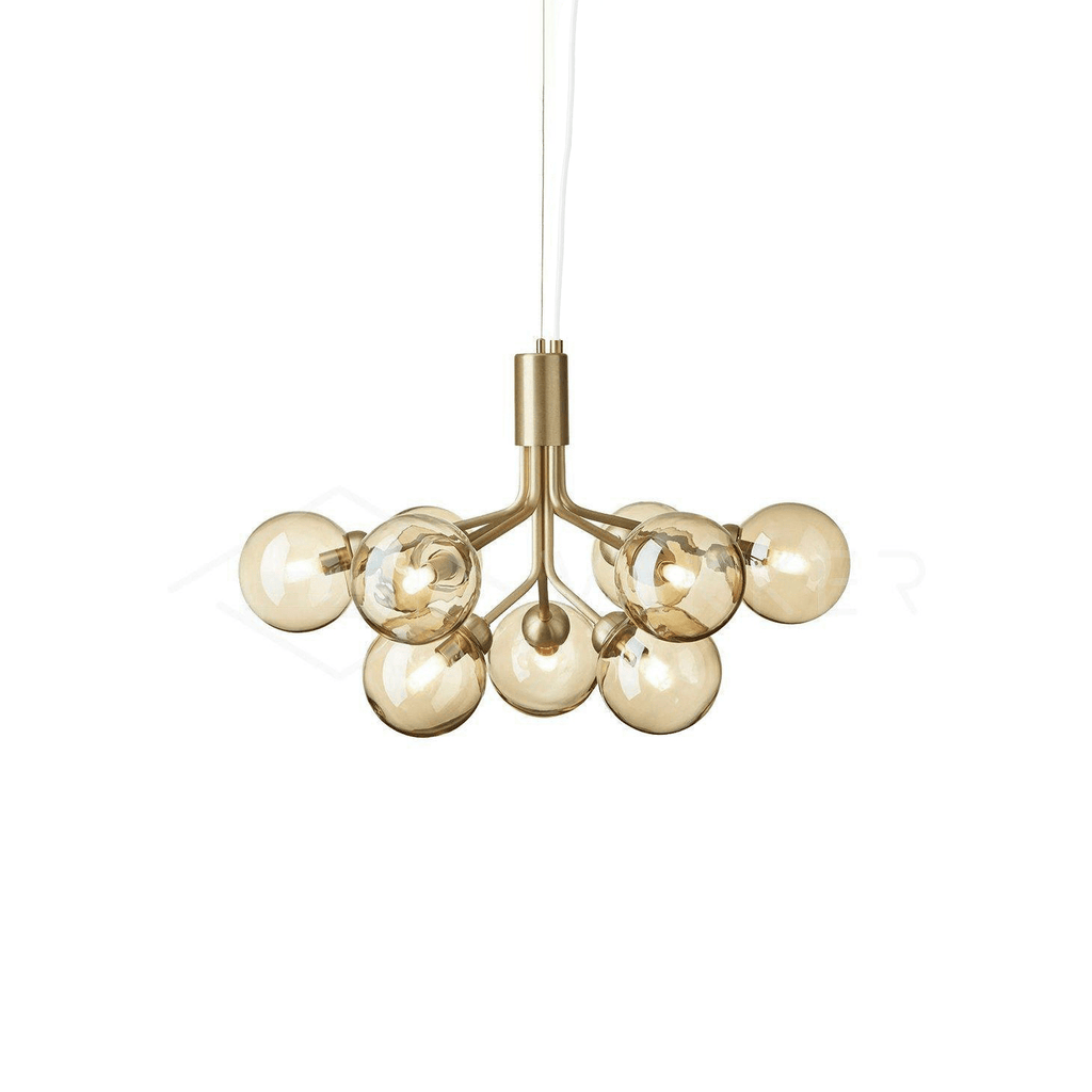 Lustra Suspension en Verre Globe Cluster Laiton - Neutralighting