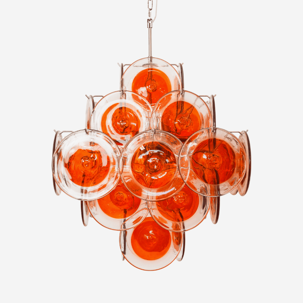 Aurora Chandelier en Verre de Murano Orange Disque Superposé - Neutralighting