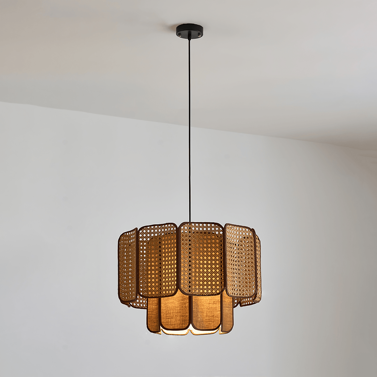 Cane Lampe Suspendue Vintage en Tissu - Neutralighting